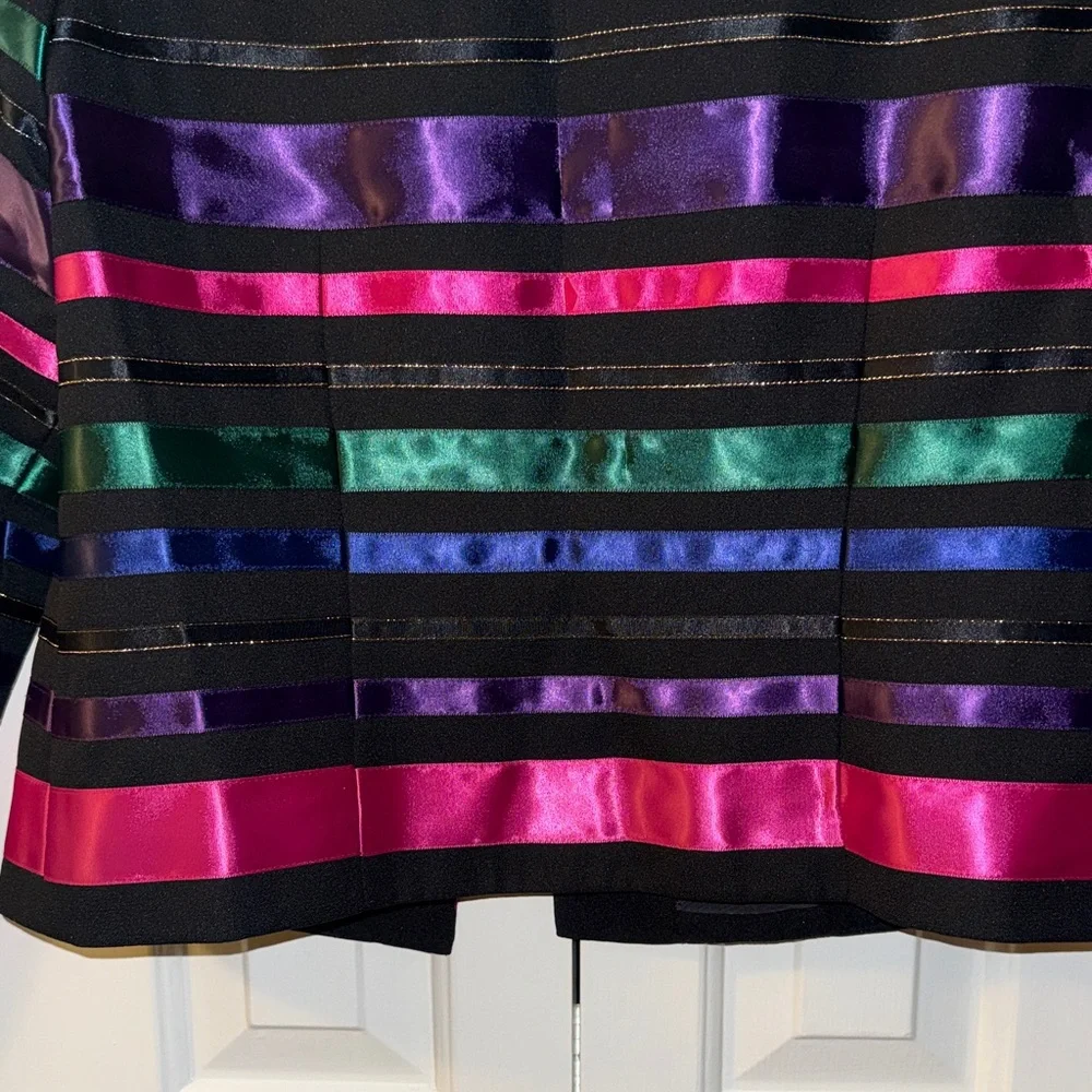 Talbots Vibrant Striped Blazer with Black Ribbon Accents size 8 - Picture 11 of 14